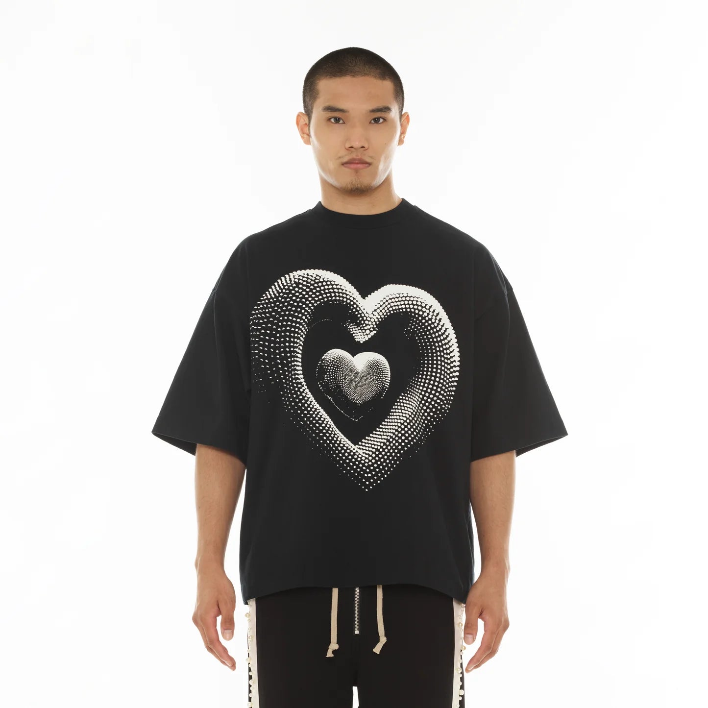 Hvman's Oversized Heavyweight Novelty Tee "Heart" in Black 326AC-TT04A