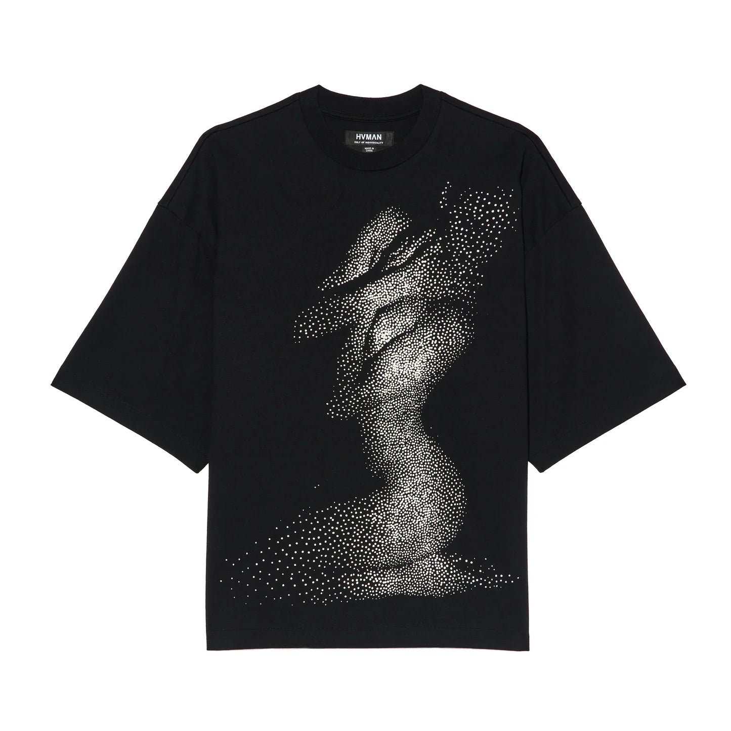 Hvman's Oversized Heavyweight Novelty Tee "Beauty" in Black SKU: 326AC-TT05A