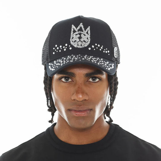 CULT MESH BACK TRUCKER HAT "CYRSTALS" (BLACK)