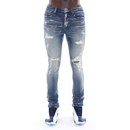 PUNK SUPER SKINNY EN RAYA AZUL 