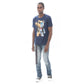 CAMISETA DE MANGA CORTA CON CUELLO REDONDO "CYBORG" EN TRUE NAVY 