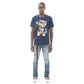 CAMISETA DE MANGA CORTA CON CUELLO REDONDO "CYBORG" EN TRUE NAVY 