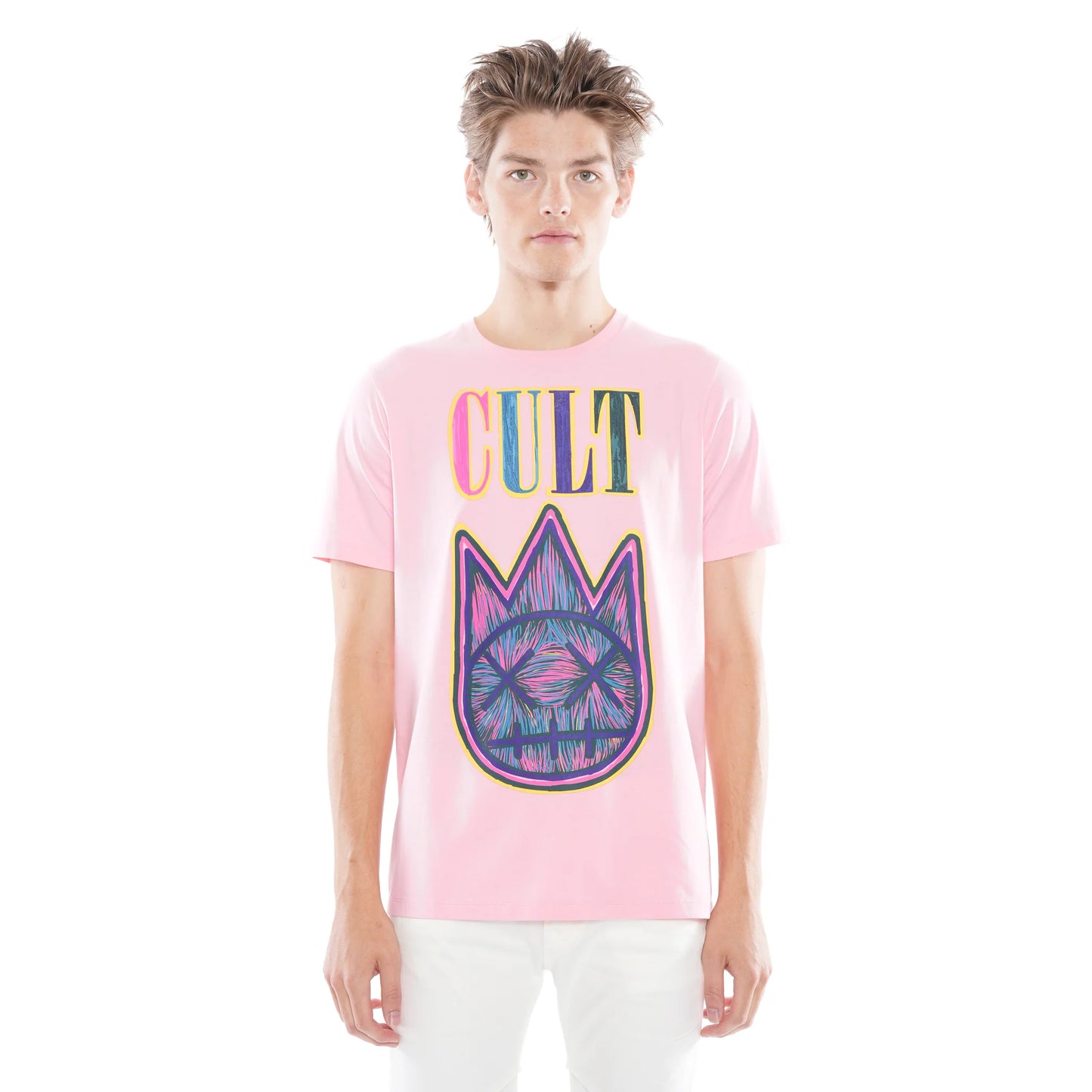 SHORT SLEEVE CREW NECK TEE "PASTEL LOGO" IN CANDY PINK