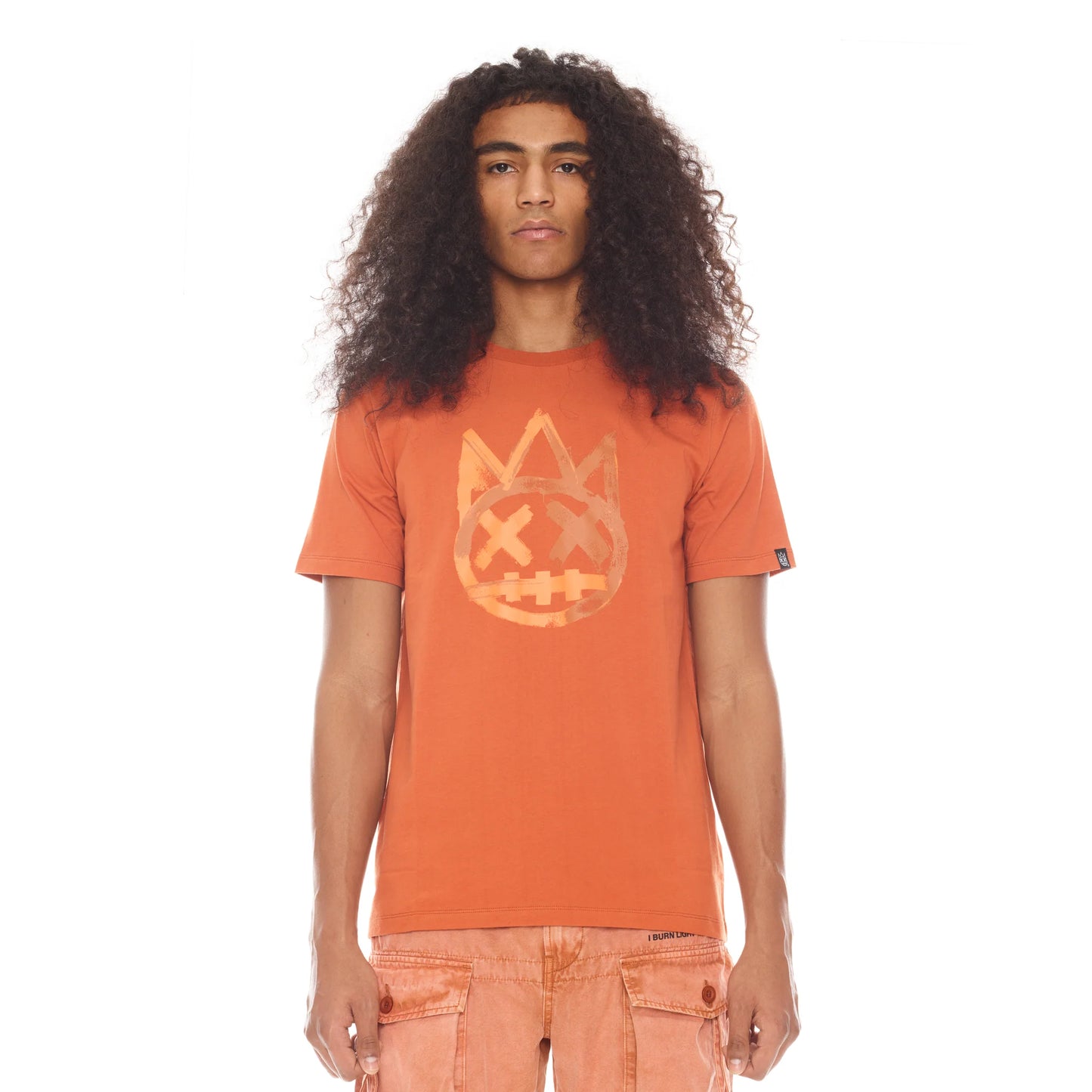SHIMUCHAN BRUSHED LOGO SHORT SLEEVE CREW NECK TEE 26/1'S IN RUST