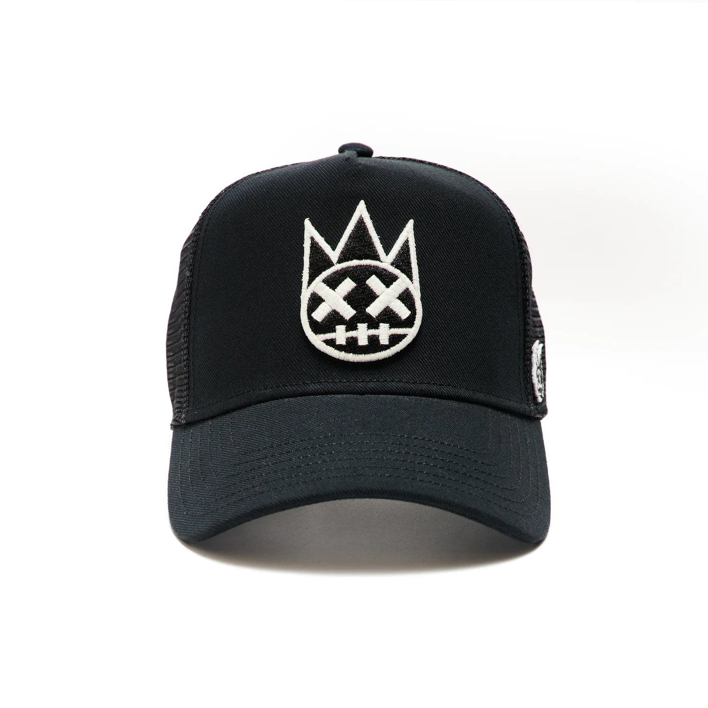 Black Trucker Hat – Mesh Back, White Clean Logo 623BC-CH98