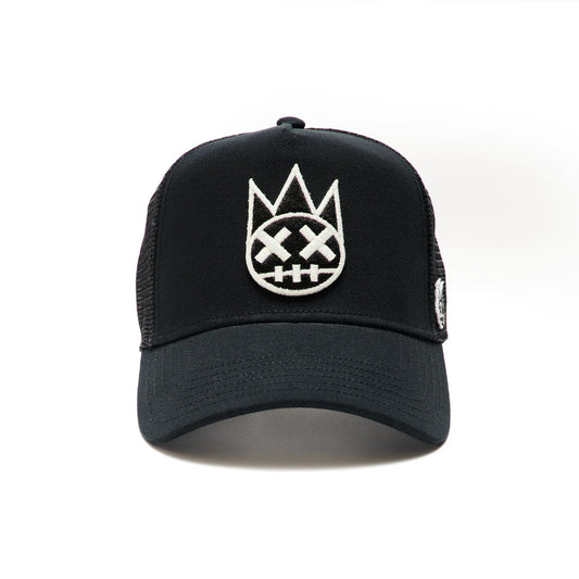 Black Trucker Hat – Mesh Back, White Clean Logo 623BC-CH98