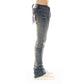 Side view of Cult of Individuality Lenny Bootcut in Cyrus jeans, highlighting the fashionable wider leg from knee to ankle and low rise design for a stylish silhouette