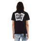 SHORT SLEEVE CREW NECK TEE "STAY SAFE" IN BLACK