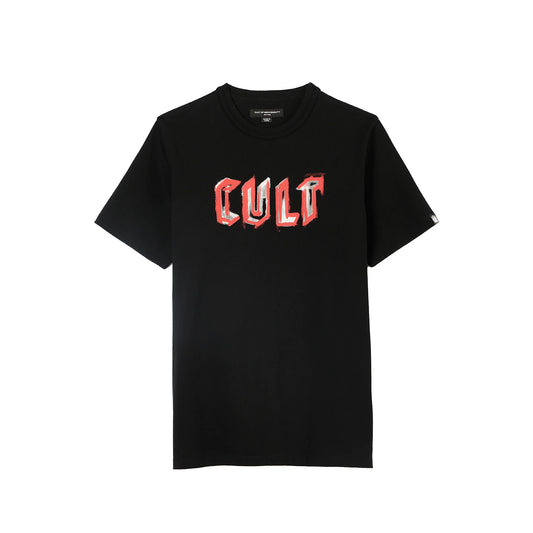 Cult's Heavyweight Short Sleeve Crew Neck Tee "Painter Logo" in Black