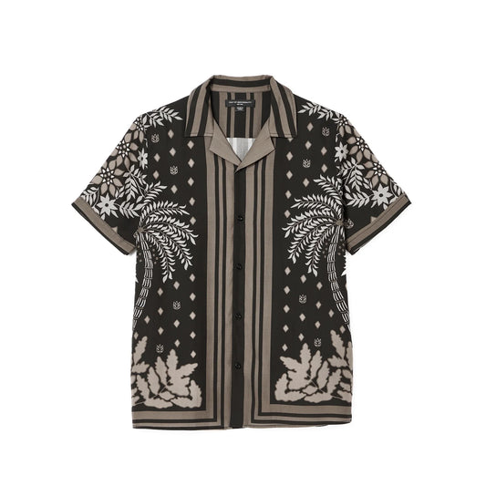 Cult's Cuban Short Sleeve Woven Shirt in Black Retro