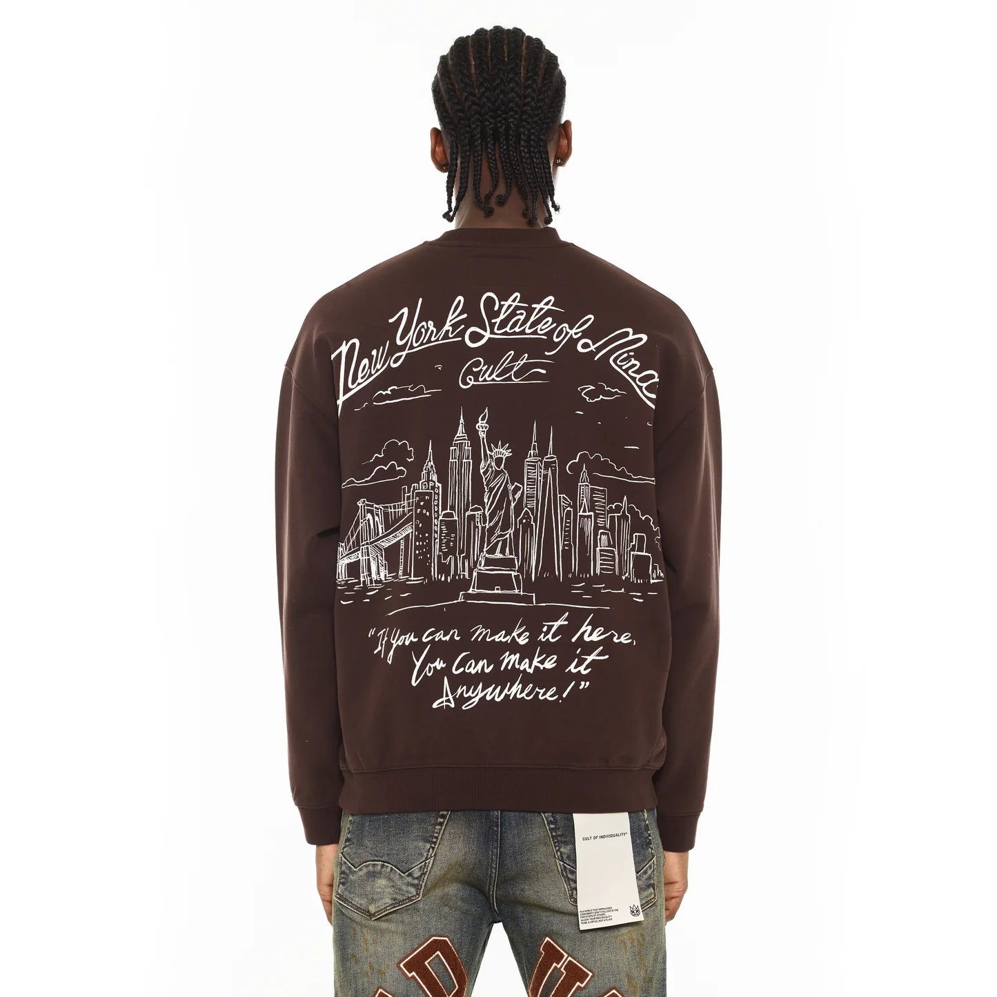 Cult's Novelty Fleece Crew Sweatshirt in Chocolate SKU: 625B11-FC23A