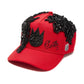Cult X El Alfa Lurex Emb Logo 5 Panel A Frame Trucker Hat in Red  625B12-CH302A