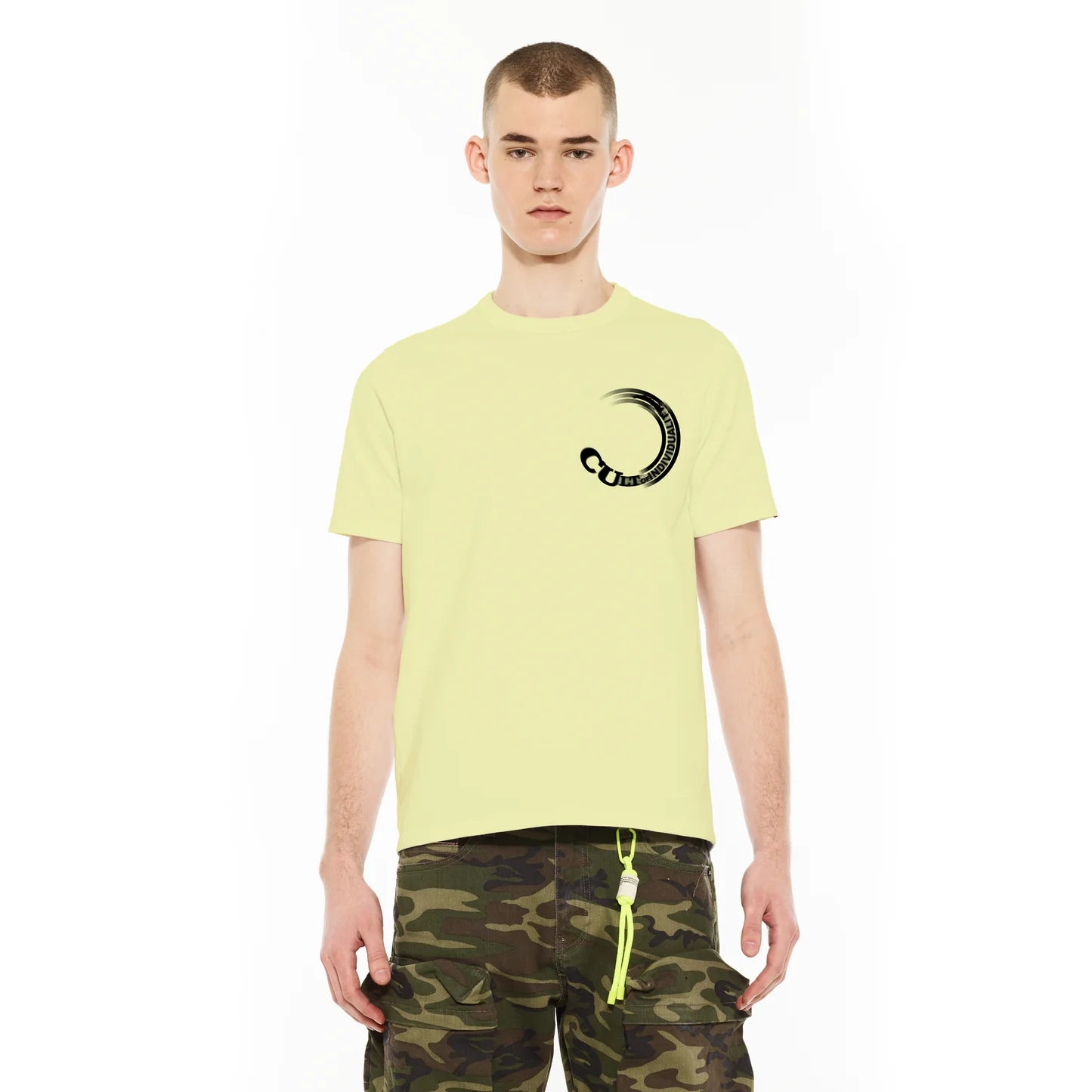 Cult's Heavyweight Short Sleeve Crew Neck Tee "Gradient" in Neon Yellow