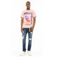 Cult's Heavyweight Short Sleeve Crew Neck Tee "Cult Records" in Silver Pink 625B7-K39A