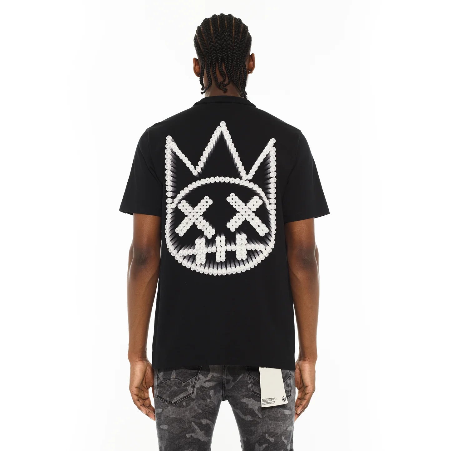 Cult's Heavyweight Short Sleeve Crew Neck Tee "Trippy" in Black  625B7-K46A-XS