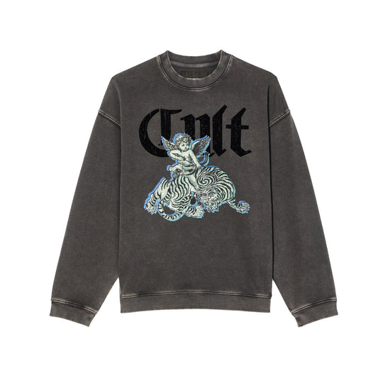 Cult's Novelty Fleece Crew Sweatshirt in Vintage Charcoal 625B9-FC21A