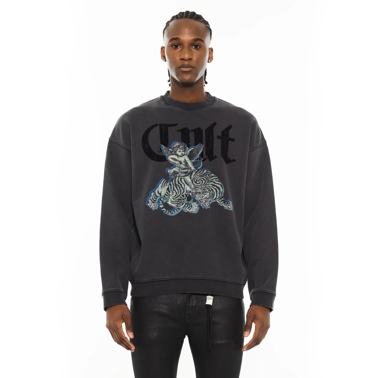 Cult's Novelty Fleece Crew Sweatshirt in Vintage Charcoal 625B9-FC21A