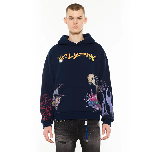 Cult's Pullover Novelty Hoody in Black 625B9-PH16A