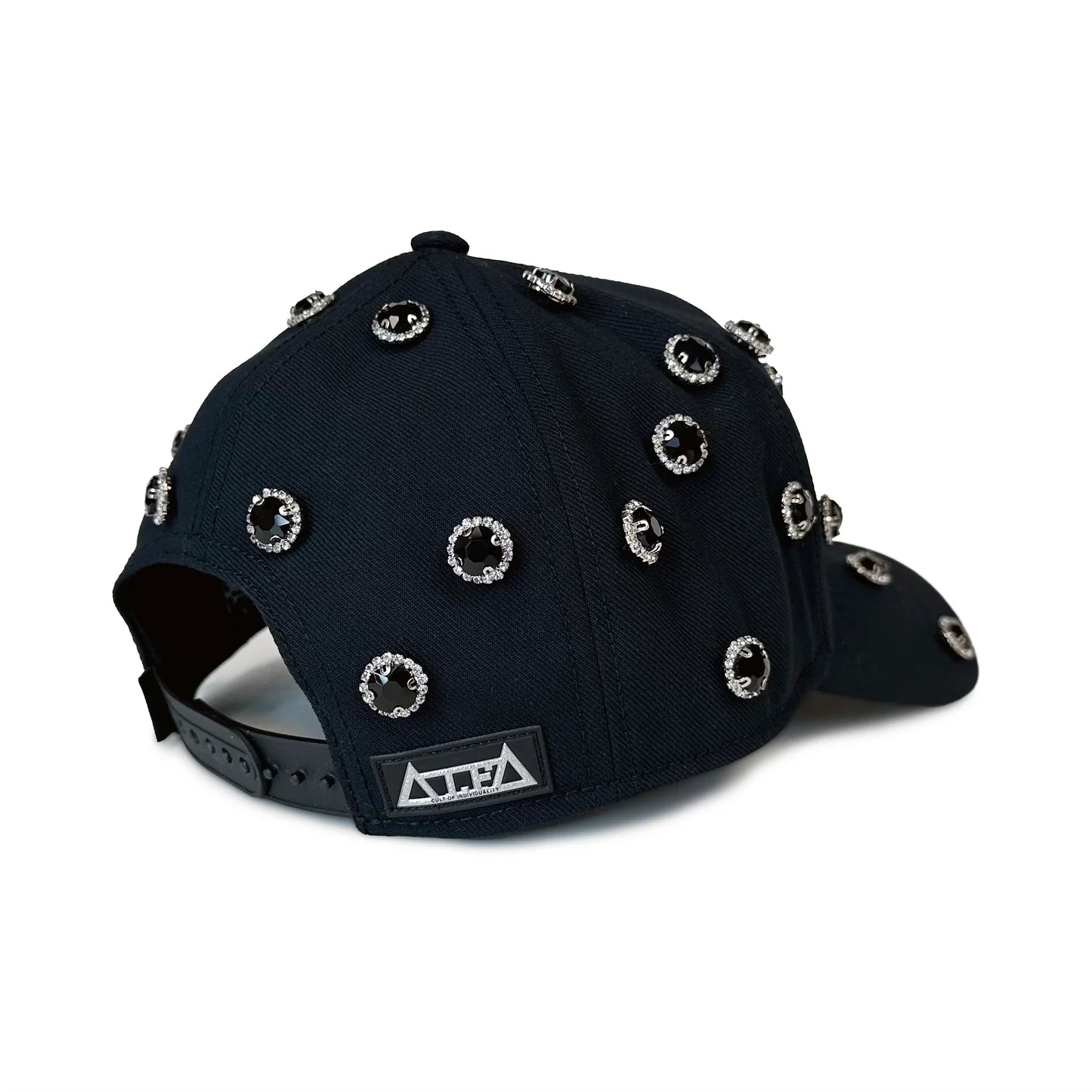 Cult x El Alfa Logo Crystal 5 Panel A Frame Trucker Hat in Black 625BC-CH113A