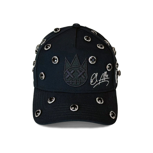 Cult x El Alfa Logo Crystal 5 Panel A Frame Trucker Hat in Black 625BC-CH113A