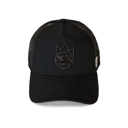 Cult's Crystal Logo Mesh Back Trucker Hat in Black 625BC-CH200A
