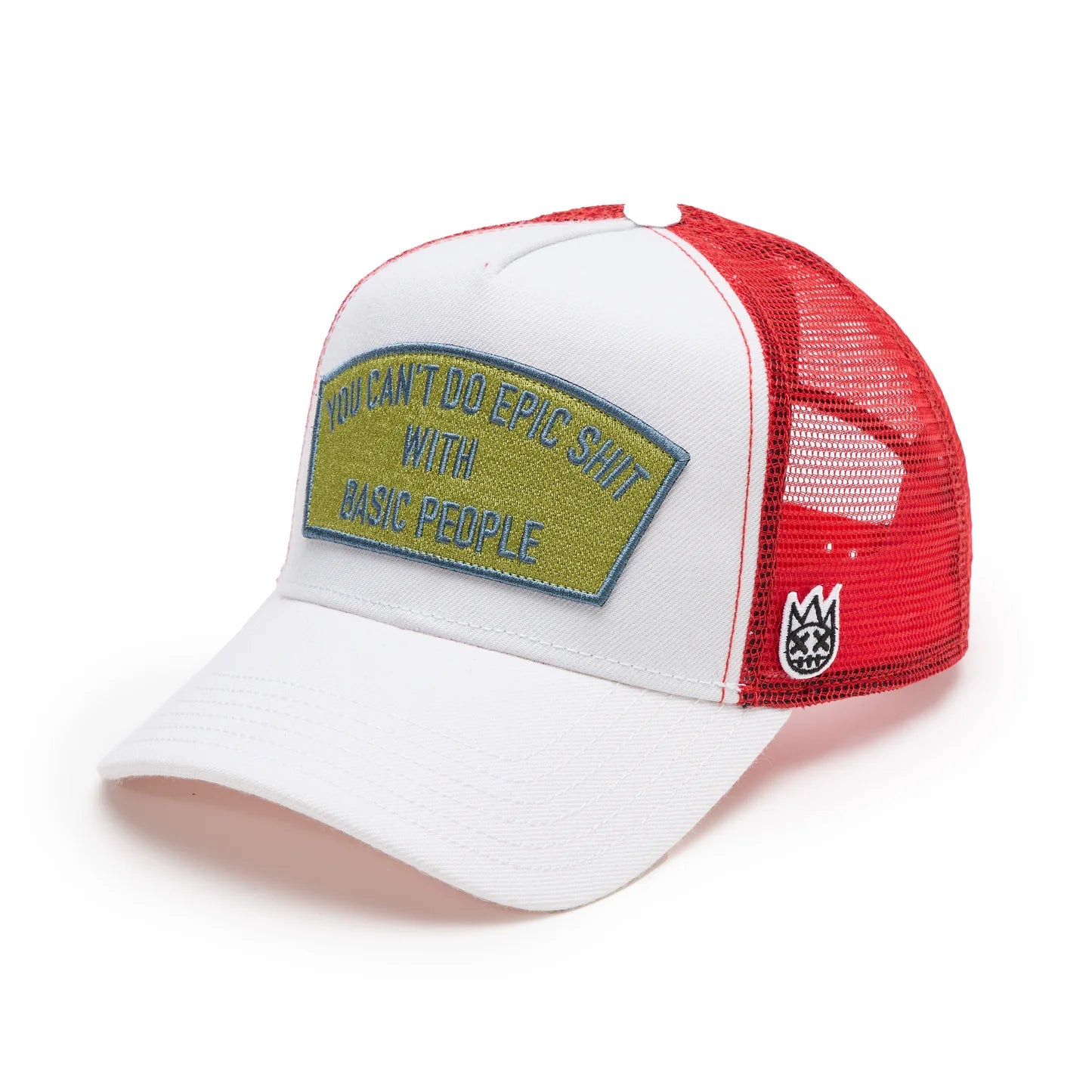 Cult's Logo Mesh Back Trucker Hat "Epic Shit" in Winter White 625BC-CH52A