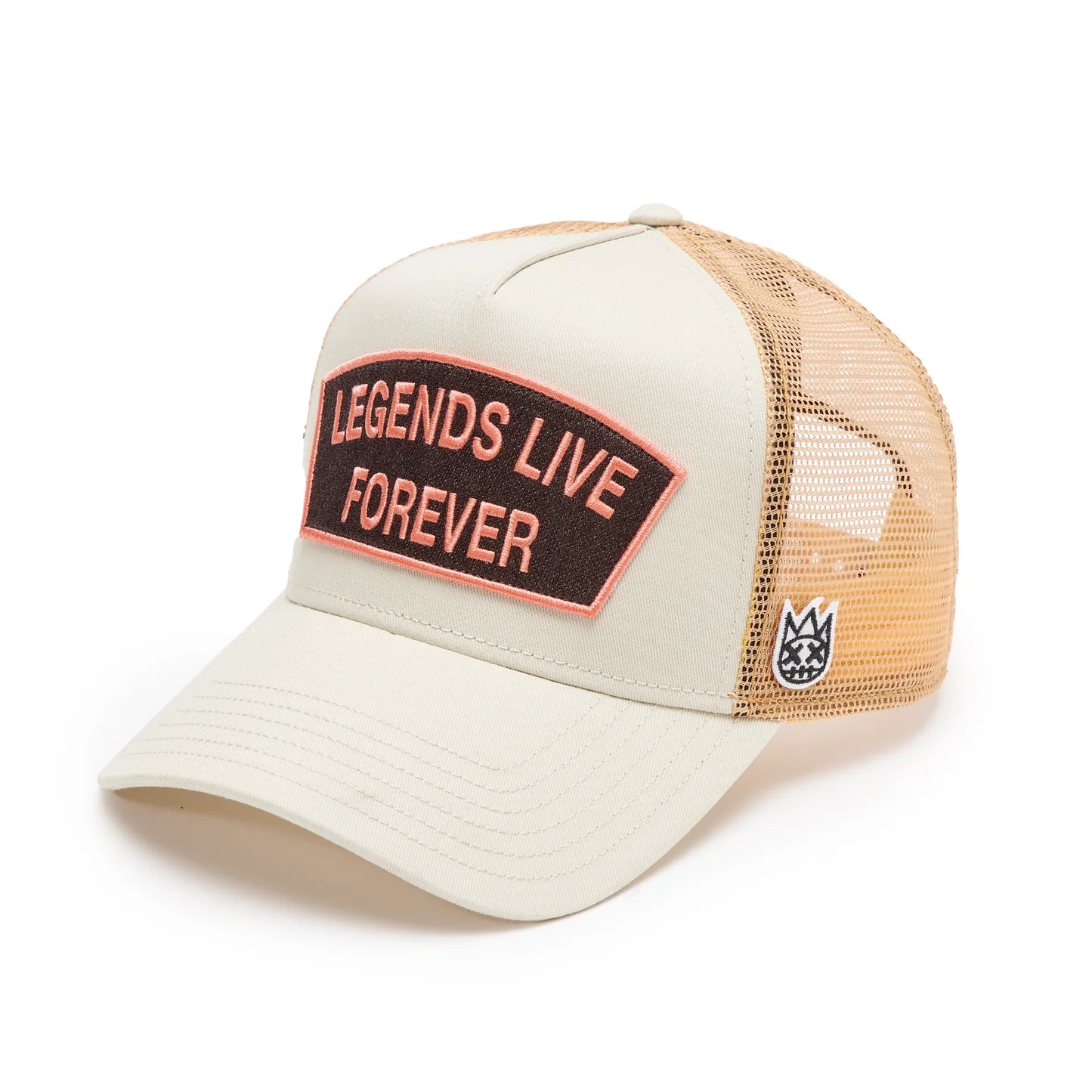 Cult's Logo Mesh Back Trucker Hat "Legends Live Forever" in White Swan 625BC-CH71A