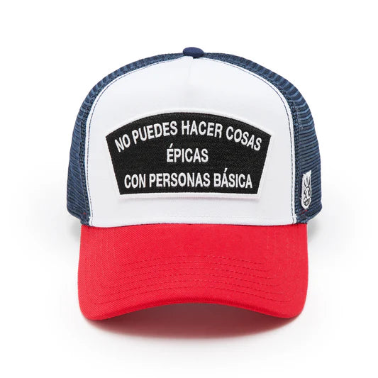 Cult's Logo Mesh Back Trucker Hat "Spanish Epic Shit" in White 625BC-CH79A-ONE