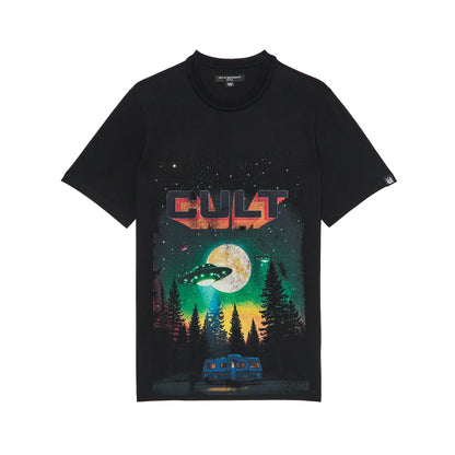 Cult's Short Sleeve Crew Neck Tee "Aliens" in Black  626A1-K23A
