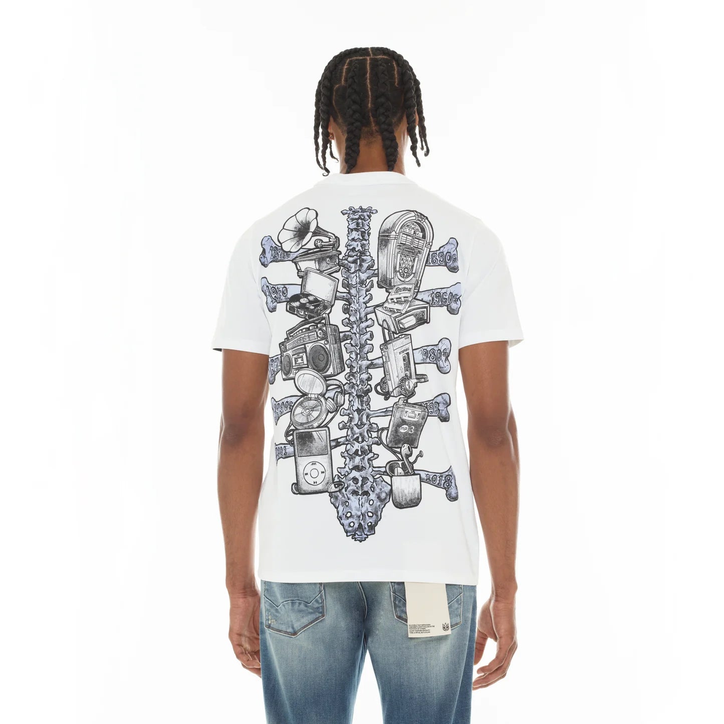 Cult's Short Sleeve Crew Neck Tee "Evolution" in White  626A1-K24A