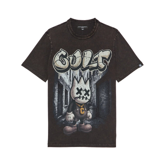 Cult's Short Sleeve Crew Neck Tee "Money Is The Motive" in Vintage Charcoal 626A1-K27A