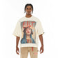 Cult's Oversized Short Sleeve Crew Neck Tee "Poor Social Skills" in Winter White 626A2-K36A