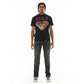 Cult's Heavyweight Short Sleeve Crew Neck Tee "Billiards" in Black SKU: 626A4-K29A