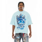 Cult's Oversized Short Sleeve Crew Neck Tee "Airbrush" in Blue Glow 626A4-K38A