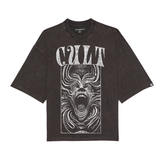 Cult's Oversized Short Sleeve Crew Neck Tee "Lose Your Mind" in Vintage Charcoal  626A5-K25A