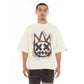 Cult's Oversized Short Sleeve Crew Neck Tee "Scribble Logo" in Winter White S626A5-K39A