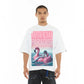 Cult's Oversized Short Sleeve Crew Neck Tee "Artificial Paradise" in White 626A5-K47A