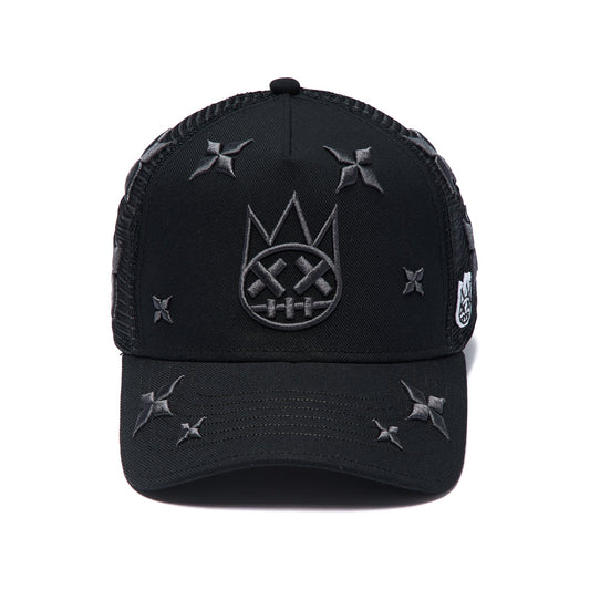 Cult's Shimuchan Logo Mesh Back Trucker Hat "Star Embroidery" In Black  626AC-CH58A