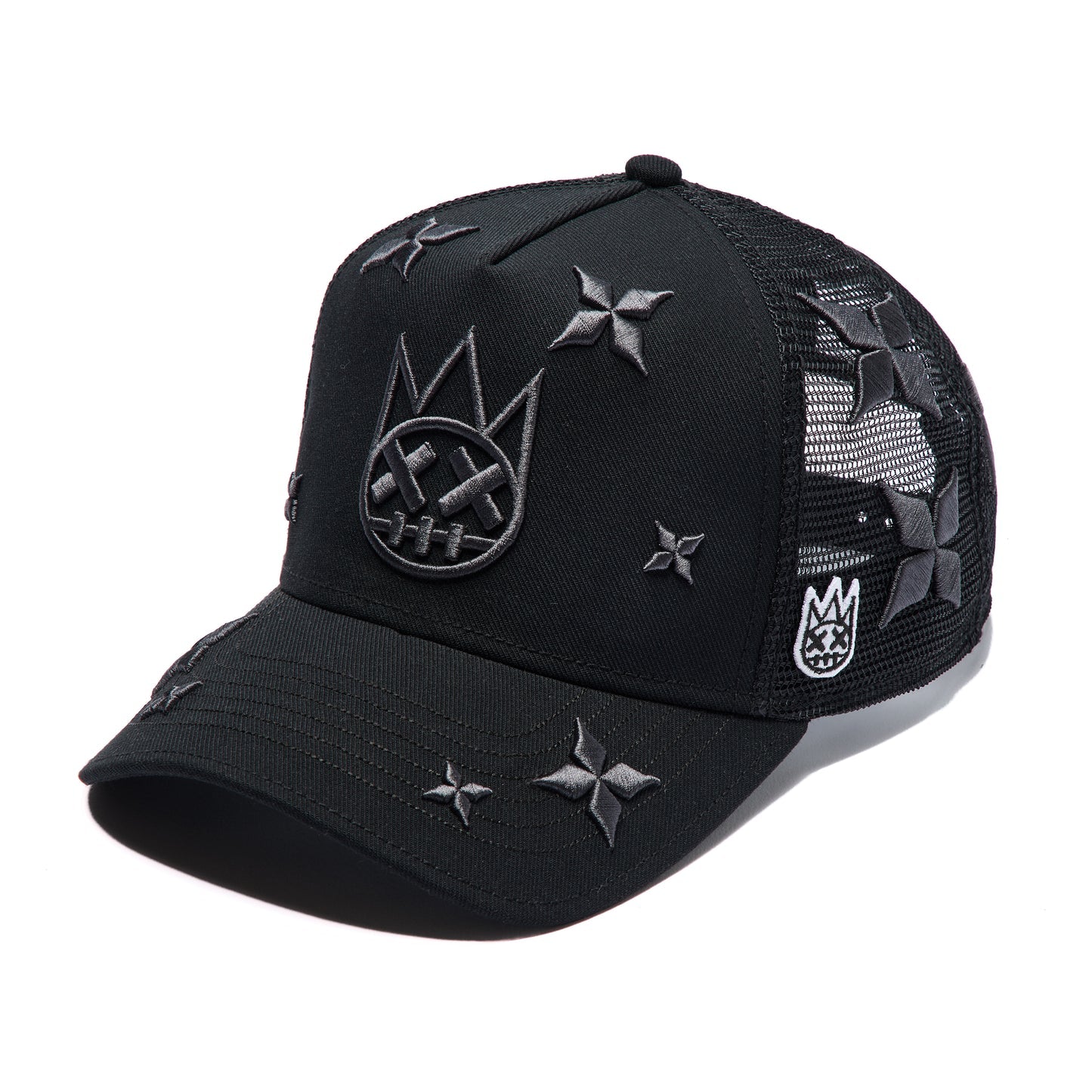 Cult's Shimuchan Logo Mesh Back Trucker Hat "Star Embroidery" In Black  626AC-CH58A
