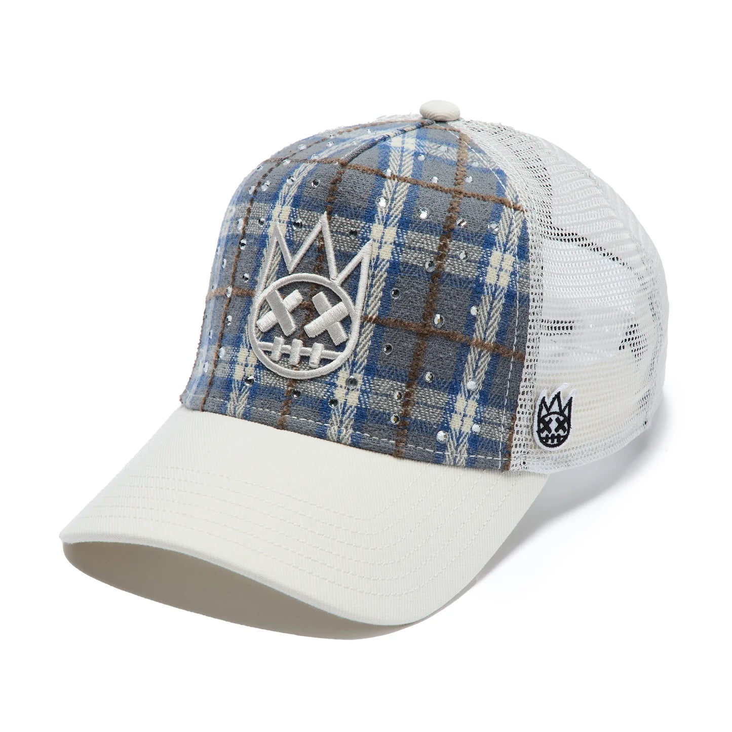 Cult's Mesh Back Trucker Hat "Plaid" In Blue Plaid  626AC-CH64A