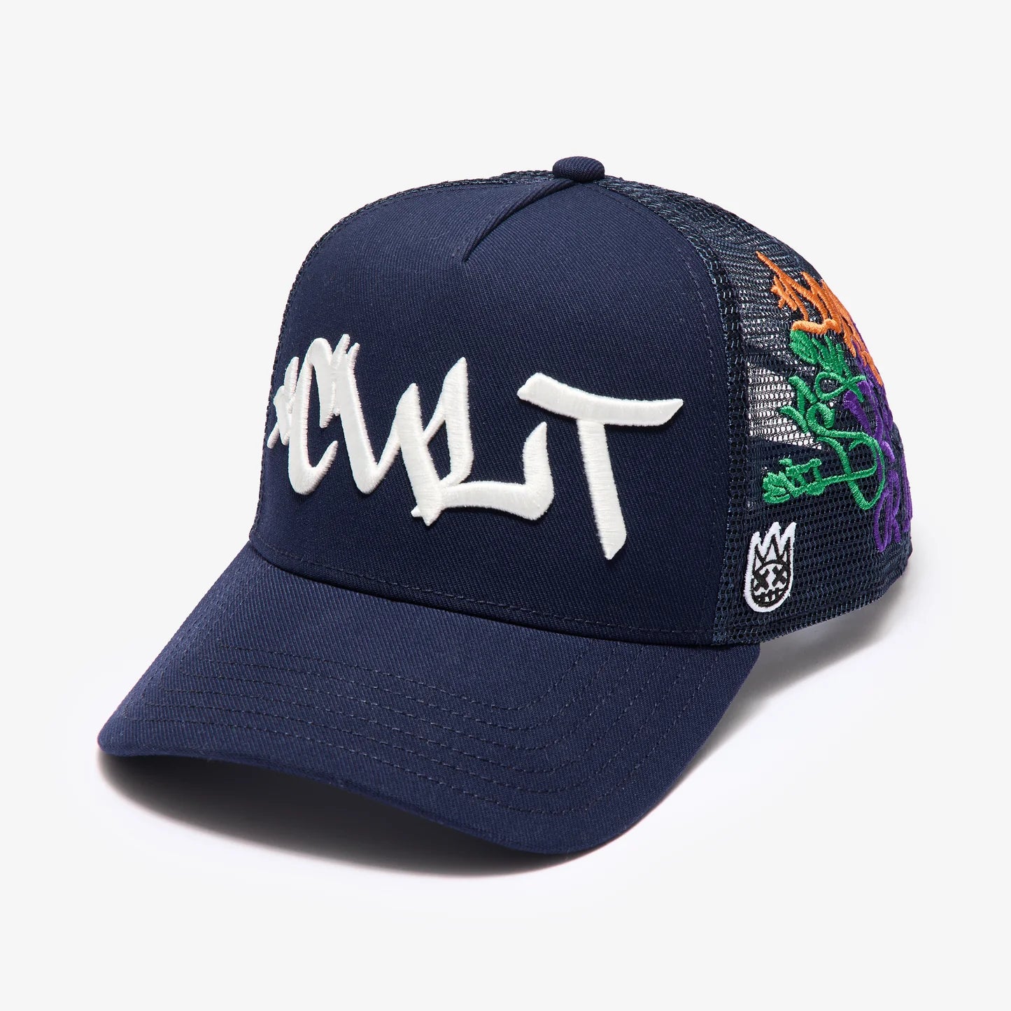 Cult's Mesh Back Trucker Hat "Graffiti" In Midnight Blue  626AC-CH66A