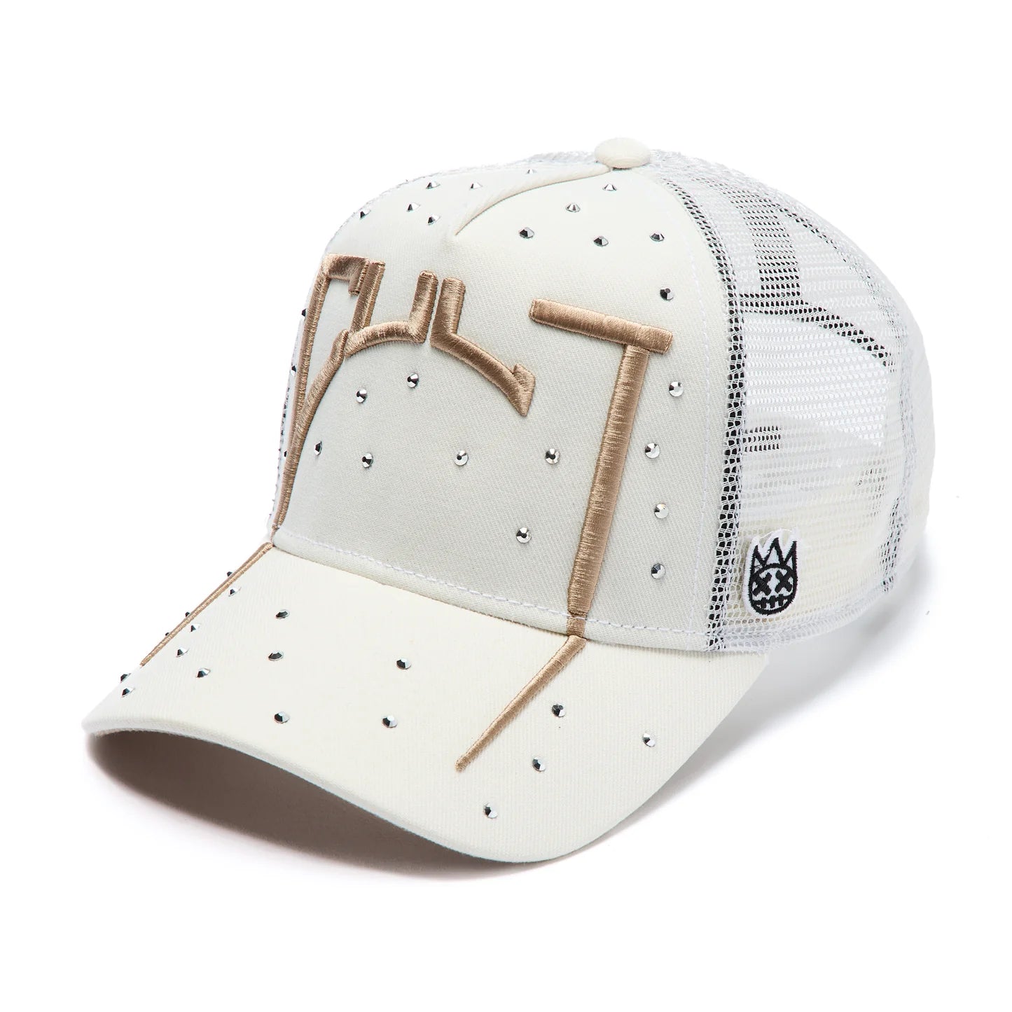 Cult's Mesh Back Trucker Hat "Cult Arch Logo" In Winter White 626AC-CH68A