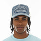 Cult's Mesh Trucker Hat "Good At Bad Decisions" In Denim  626AC-CH74A