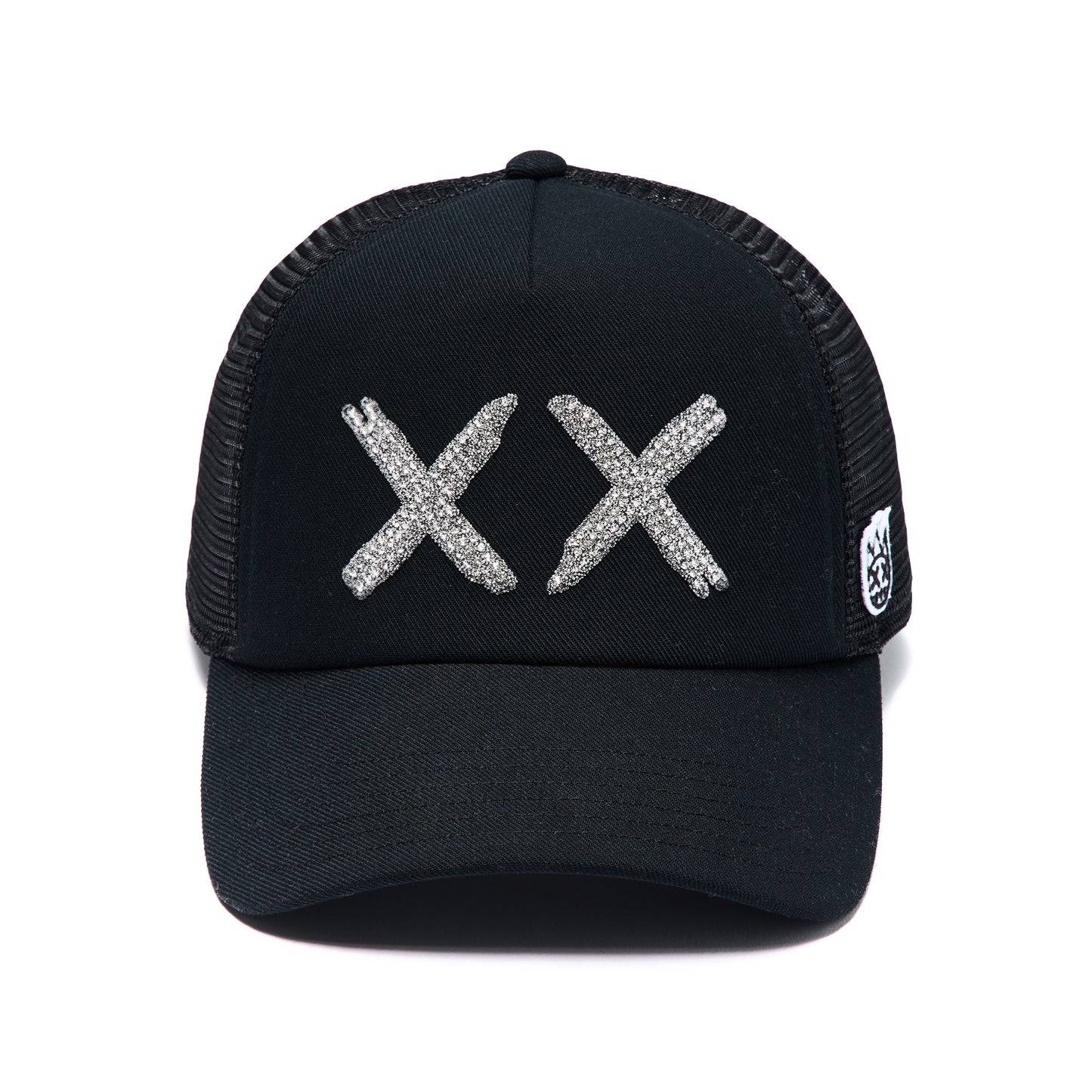 Cult's White Crystals Mesh Trucker Hat "XX" Logo In Black/White  626AC-CH81A