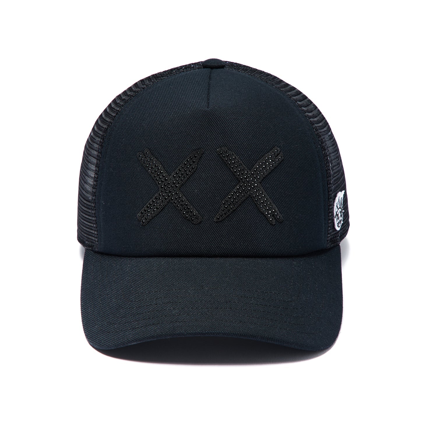 Cult's Black Crystals Mesh Trucker Hat "XX" Logo In Black/Black 626AC-CH82A