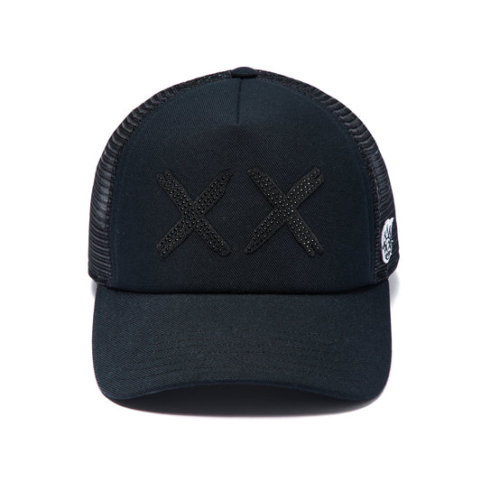 Cult's Black Crystals Mesh Trucker Hat "XX" Logo In Black/Black 626AC-CH82A