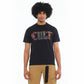 Cult's Short Sleeve Crew Neck Tee "Stained Glass" 260 Grams In Black 626B7-K21A