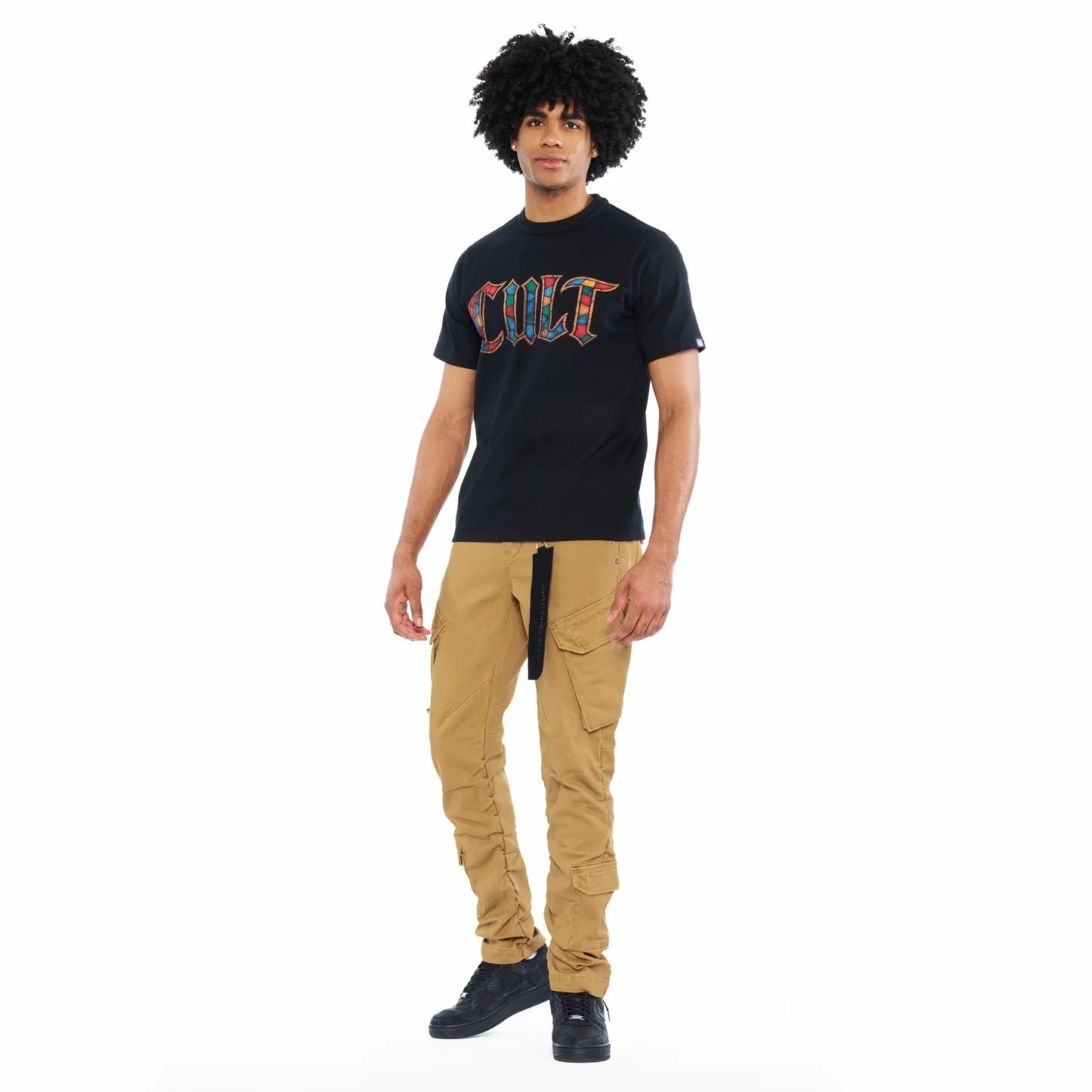 Cult's Short Sleeve Crew Neck Tee "Stained Glass" 260 Grams In Black 626B7-K21A