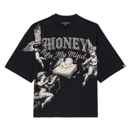Cult's Oversized Short Sleeve Crew Neck Tee "Money On My Mind" 260 In Black 626B7-K36A