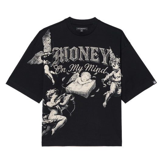 Cult's Oversized Short Sleeve Crew Neck Tee "Money On My Mind" 260 In Black 626B7-K36A